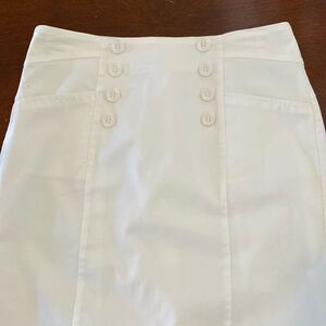 White Pencil Above Knee 2Pockets Skirt